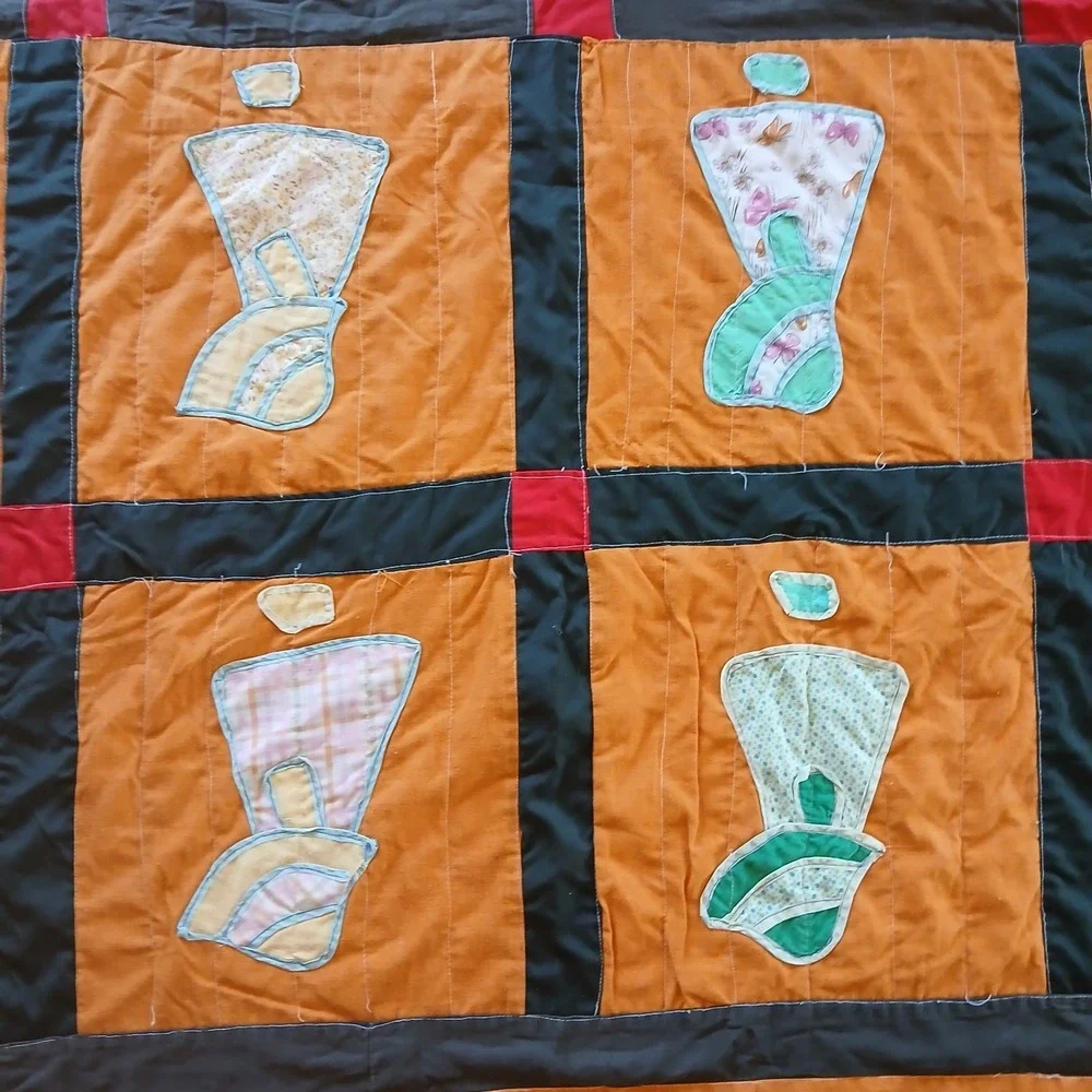 Vtg Sunbonnet Sue Dutch Bonnet Girls Quilt 92x77